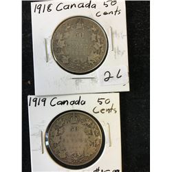 1918 & 1919 CANADA 50 CENTS!