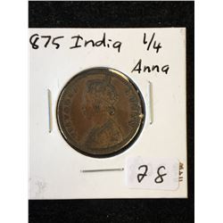 1875 INDIA 1/4 ANNA!