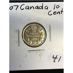 1907 CANADA 10 CENTS! HIGH GRADE!