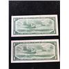 Image 2 : 1954 BANK OF CANADA $1 NOTES! 2 IN SEQUENCE!