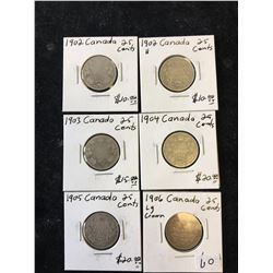 EDWARD VII CANADA 25 CENTS LOT! 1902-1906!