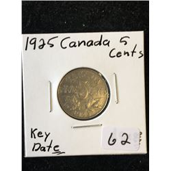 1925 CANADA 5 CENTS! KEY DATE!