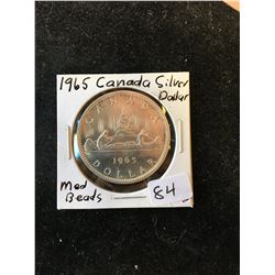 1965 (MED BEADS) CANADA SILVER DOLLAR!