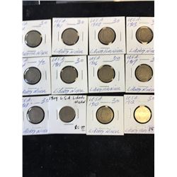 1900-1912 USA LIBERTY NICKEL SET!