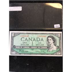 1954 BANK OF CANADA $1 NOTE! RARER FN PREFIX!