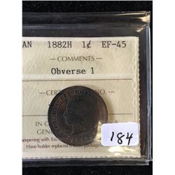 1882H CANADA LARGE CENT! ICCS GRADED EF-45
