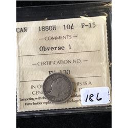 1880H CANADA 10 CENTS! ICCS GRADED F-15!