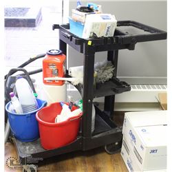 JANITORS CART WITH CONTENTS