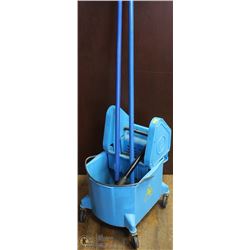 LIGHT BLUE JANITORS CART & MOPS