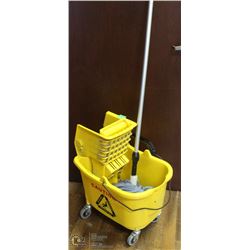 YELLOW JANITORS BUCKET & MOPS