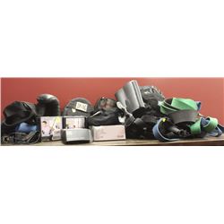 LARGE LOT OF GYM ACCESSORIES, LIKE GLOVES, PADS &