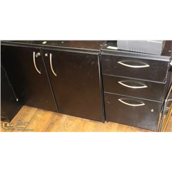 FILE CABINET & 3 DOOR DESK HEIGHT CABINET