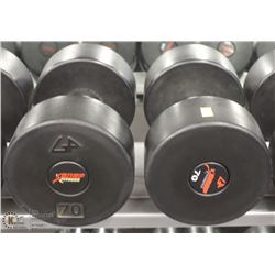 PAIR  OF 70LB DUMBBELLS
