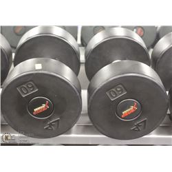 PAIR OF 60LB DUMBBELLS