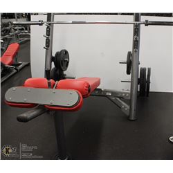 OLYMPIC DECLINE BENCH, INCLUDES 265LBS OF WEIGHTS
