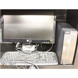 ACER DESKTOP COMPUTER WITH MONITOR, KEYBOARD &