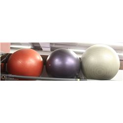 LOT OF 3 EXERCISE BALLS & A POWER RACK SYSTEM