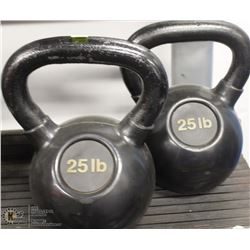 PAIR OF 25LB KETTLEBELLS