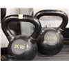 Image 1 : LOT OF 2 KETTLEBELLS, ONE 30LB & ONE 35LB