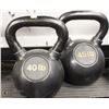Image 1 : LOT OF 2 KETTLEBELLS, ONE 40LB & ONE 45LB