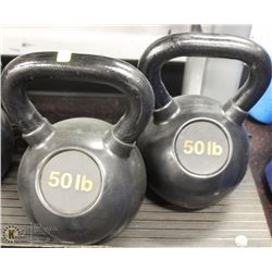 PAIR OF 50LB KETTLEBELLS