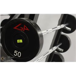 STRAIGHT BAR WITH 50LBS OF  WEIGHTS