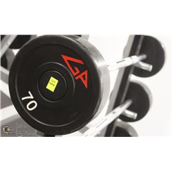 STRAIGHT BAR WITH 70LBS OF  WEIGHTS