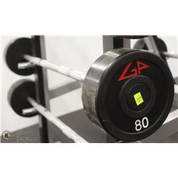 STRAIGHT BAR WITH 80LBS OF  WEIGHTS