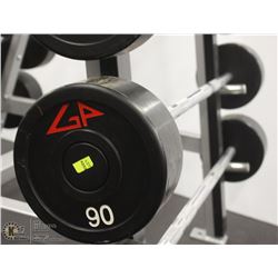 STRAIGHT BAR WITH 90LBS OF  WEIGHTS