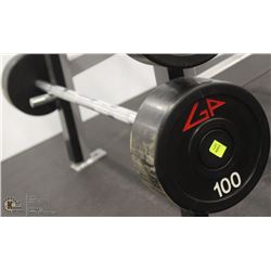 STRAIGHT BAR WITH 100LBS OF  WEIGHTS
