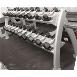 CYBEX DUMBBELL RACK WITH 20 DUMBBELLS