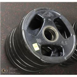 LOT OF EIGHT 10LB FREE WEIGHTS