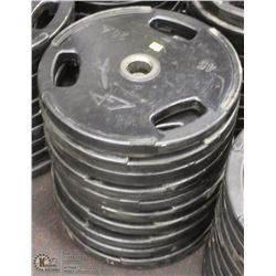 LOT OF TEN 45LB FREE WEIGHTS