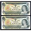 Image 1 : $1, 1973, 2 Unc notes, same number with different prefixes, low numbers