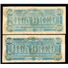 Image 2 : Confederate States of America, $100, 1864, Two consecutive notes.