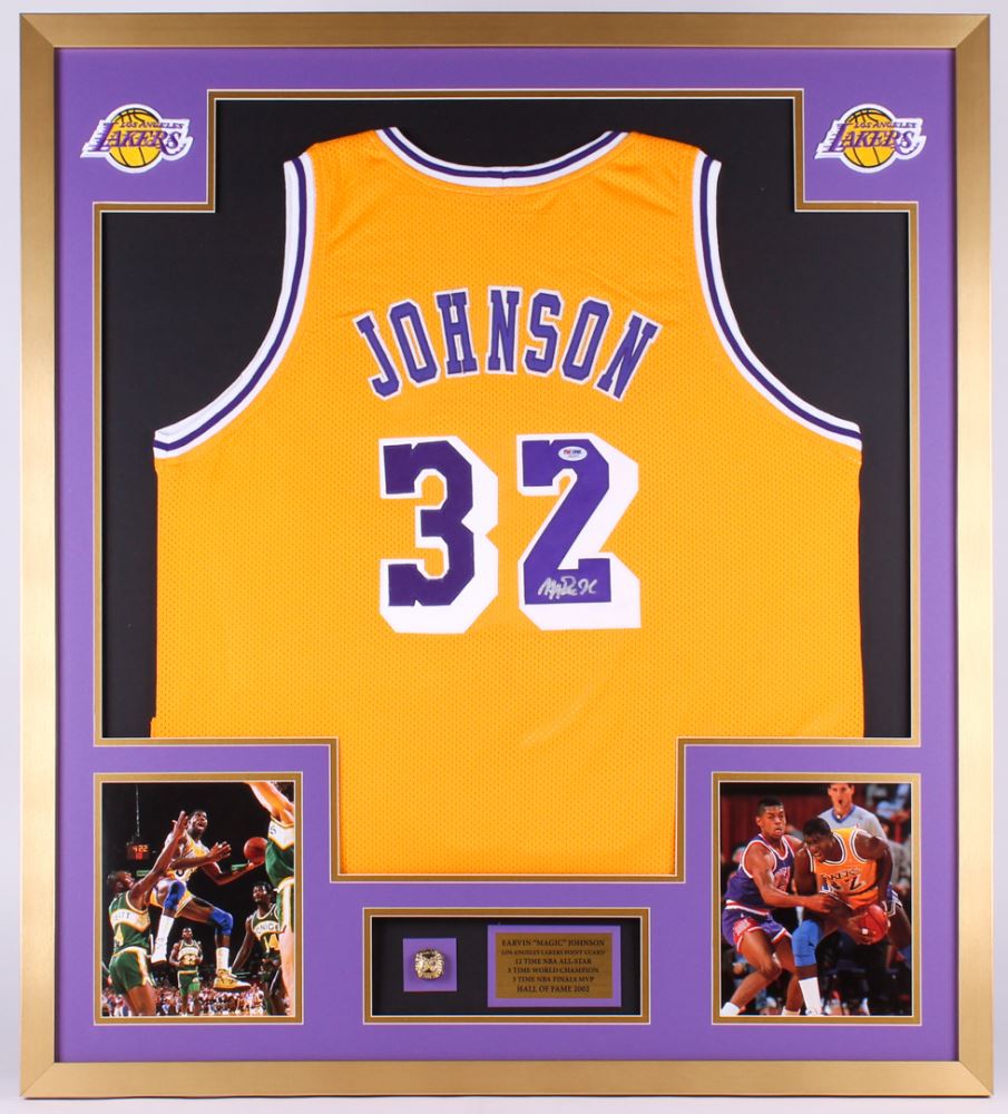 Magic Johnson Signed Lakers 34x38 Custom Framed Jersey ... Magic Johnson Signed Lakers 34x38 Custom Framed Jersey ...