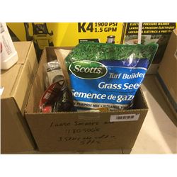 Box of Misc. Grass Seed  Garden Supplies