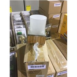 Box of 3 BambooTumbler Holders w/ Frosted Glass