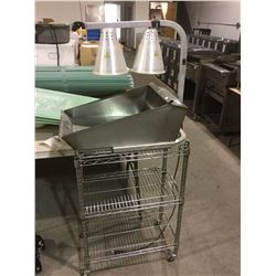 Heat Lamp and fry tray w/ Rolling Cart