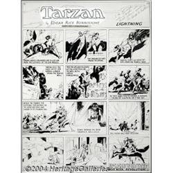 Hal Foster - Tarzan Sunday Original Art Comic Strip Art, dated 6-25-33 (King Features Syndicate, 193