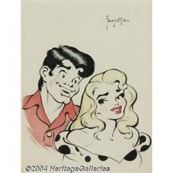 Frank Frazetta - Li'l Abner and Daisy Mae Watercolor Original Art (circa 1950s).