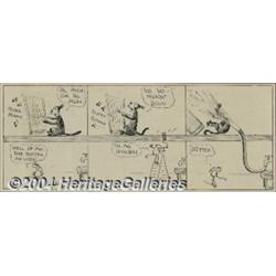 George Herriman - Krazy Kat Earliest Known Daily Strip Original Art (King Features Syndicate, circa 