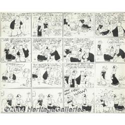 E.C. Segar - Popeye Sunday Comic Strip Original Art, dated 8-21-38 (King Features Syndicate,1938).