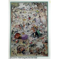 Harrison Cady - Peter Rabbit "Boisterous Barbecue" Only Known Surviving Painting (1935).