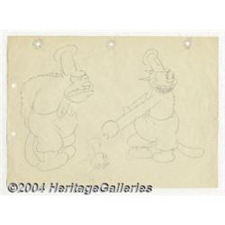 Walt Disney Studios - Pegleg Pete Animation Drawing Original Art (Walt Disney, 1927).