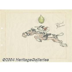 Walt Disney Studios - "Silly Symphonies" Steeplechase Animation Drawing Original Art (Walt Disney, c