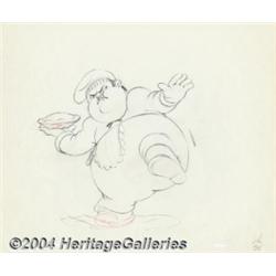 Walt Disney Studios - "Laurel and Hardy" Two Animation Drawings Original Art (Walt Disney, 1937).