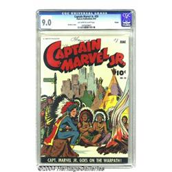 Captain Marvel Jr. #20 Okajima pedigree (Fawcett, 1944) CGC VF/NM 9.0 Off-white to white pages.