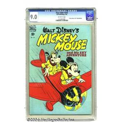 Four Color #214 Mickey Mouse and his Sky Adventure (Dell, 1949) CGC VF/NM 9.0 Off-white pages.