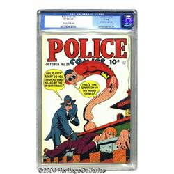 Police Comics #23 "D" Copy pedigree (Quality, 1943) CGC VF/NM 9.0 Off-white to white pages.